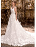 Beaded Spaghetti Straps Ivory Lace Wedding Dress